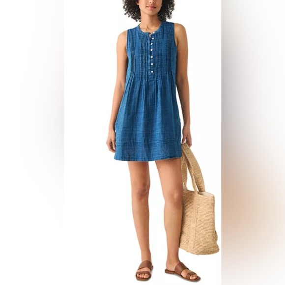 Faherty Dresses & Skirts - Faherty Isha  Linen Indigo Blue Mini Dress